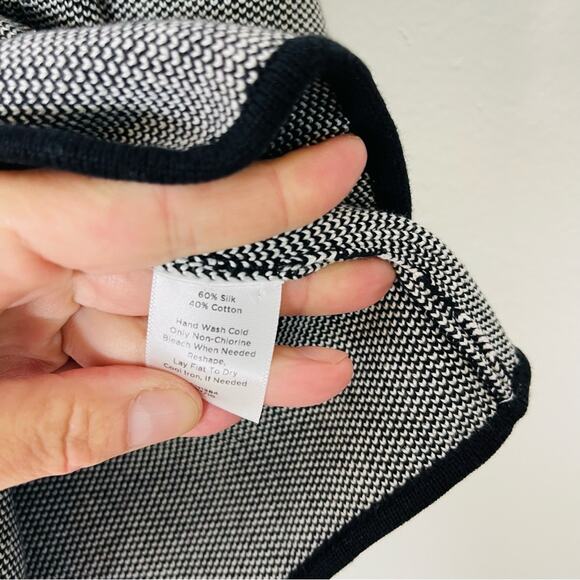 Talbots black white knit silk blend preppy office stretchy button blazer small - Picture 5 of 7